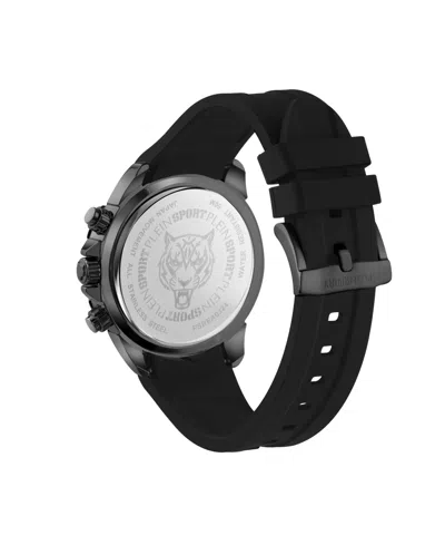 Plein Sport Mens Impact Chronograph Date Quartz Black Silicone Strap 46mm In Black