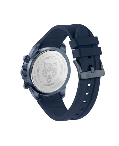 Plein Sport Mens Impact Chronograph Date Quartz Blue Silicone Strap 46mm In Blue
