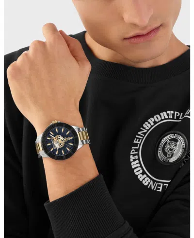 Plein Sport Mens City Rush 3 Hand Date Quartz Two Tone Bracelet 45mm In Multi