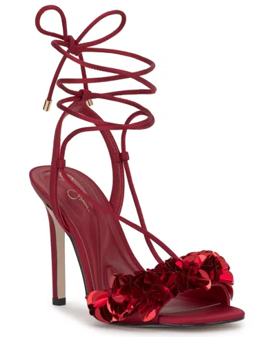 Jessica Simpson Women's Oveny Sequin Ankle Wrap Dress Sandals In Multi