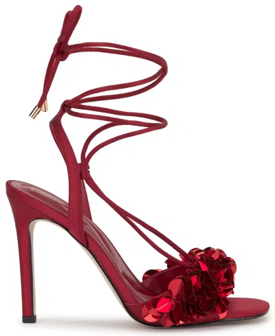 Jessica Simpson Women's Oveny Sequin Ankle Wrap Dress Sandals In Multi