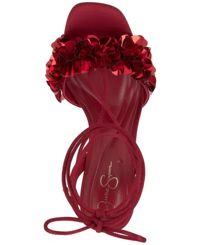 Jessica Simpson Women's Oveny Sequin Ankle Wrap Dress Sandals In Multi