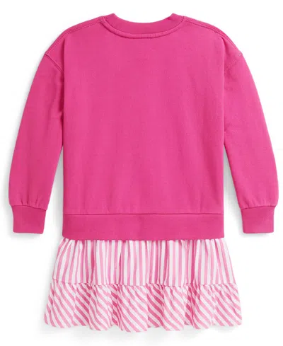 Polo Ralph Lauren Ralph Lauren Striped-skirt Loopback Fleece Dress In Pink