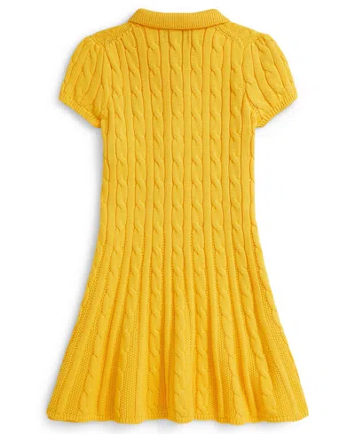 Polo Ralph Lauren Girls 2t-6x Cable Short-sleeve Sweater Dress In Yellow