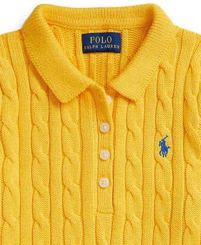 Polo Ralph Lauren Girls 2t-6x Cable Short-sleeve Sweater Dress In Yellow