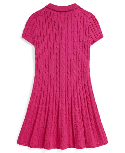 Polo Ralph Lauren Girls 7-16 Cable-knit Short-sleeve Sweater Dress In Pink