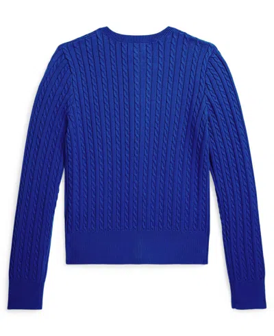 Polo Ralph Lauren Girls 7-16 Mini-cable Long-sleeve Cardigan Sweater In Blue