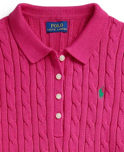 Polo Ralph Lauren Girls 7-16 Cable-knit Short-sleeve Sweater Dress In Pink