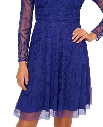 Adrianna Papell Women's Beaded Long-sleeve Mini Dress In Multi