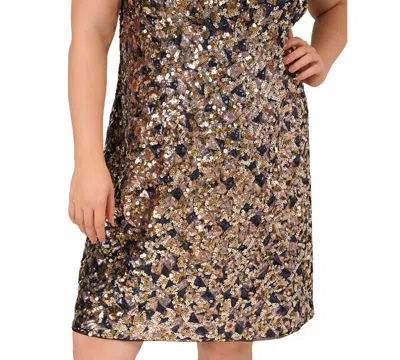 Adrianna Plus Size Sequin Shirt Swing Short-sleeve Dress In Multi