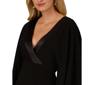 Adrianna Papell Women's V-neck Crepe Gown In Black