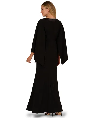 Adrianna Papell Women's V-neck Crepe Gown In Black