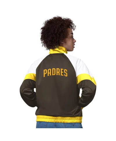 Starter Women's White/gold San Diego Padres Teamwork Raglan Full-zip Track Jacket In Multi