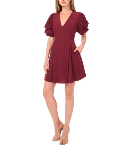 1.state Women's V-neck Short Bubble Sleeve Mini Dress In Red