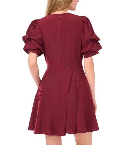 1.state Women's V-neck Short Bubble Sleeve Mini Dress In Red