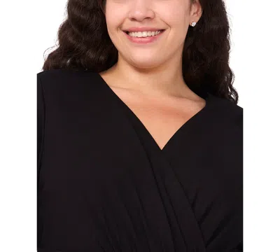 Msk Plus Size Surplice Belted Maxi Dress In Black