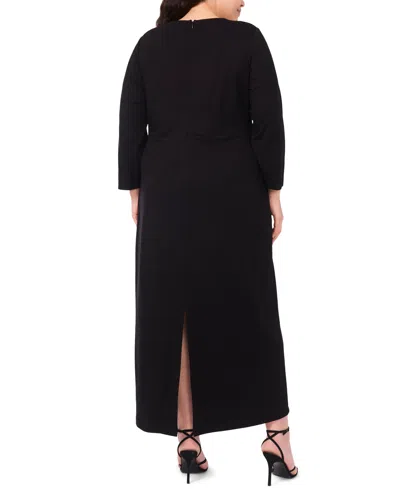 Msk Plus Size Surplice Belted Maxi Dress In Black