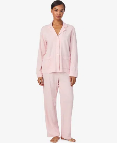 Ralph Lauren Women's Long Sleeve Notch Collar Long Pant Pajama Set In Pink