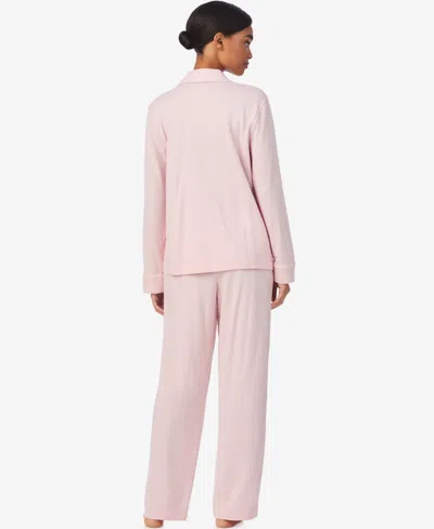 Ralph Lauren Women's Long Sleeve Notch Collar Long Pant Pajama Set In Pink