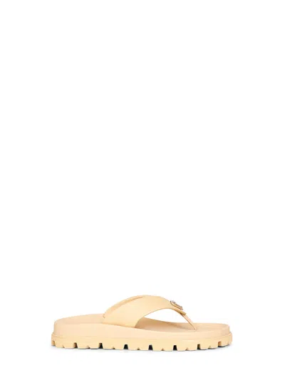 Prada Calzature Natural Rubber Thong Sandals In Blue