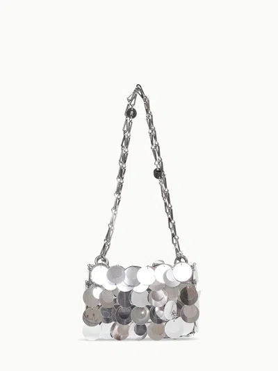 Rabanne Silver Silver Sparkle Discs Nano Shoulder Bag In Silver