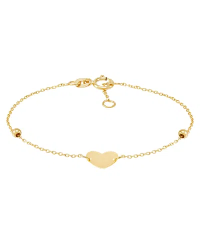 Italian Gold Heart Bracelet In 14k Yellow Gold In Gold