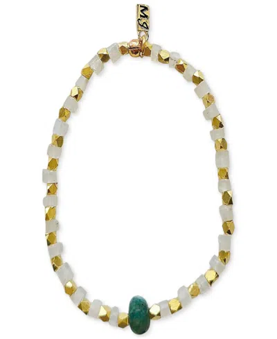 Minu Jewels Moonstone And Amazonite Stretch Bracelet In Multi