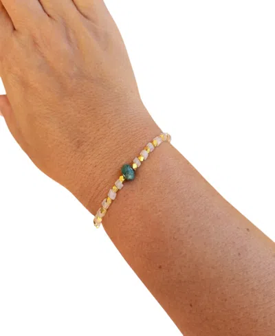 Minu Jewels Moonstone And Amazonite Stretch Bracelet In Multi