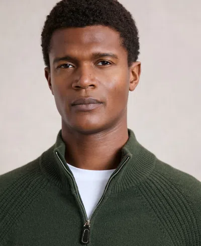 Reiss Forest Green Wool And Cashmere Half-zip Jumper