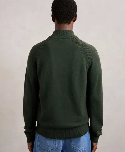Reiss Forest Green Wool And Cashmere Half-zip Jumper