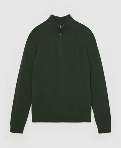 Reiss Forest Green Wool And Cashmere Half-zip Jumper