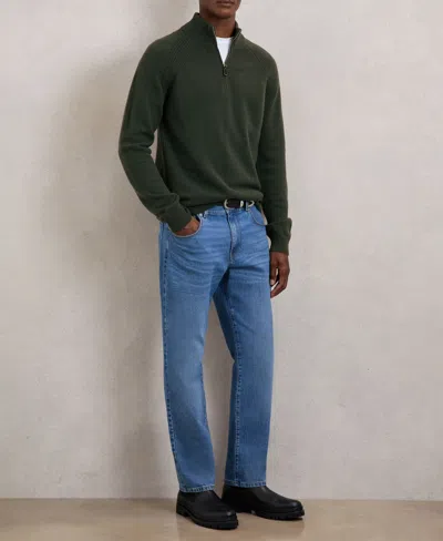 Reiss Forest Green Wool And Cashmere Half-zip Jumper