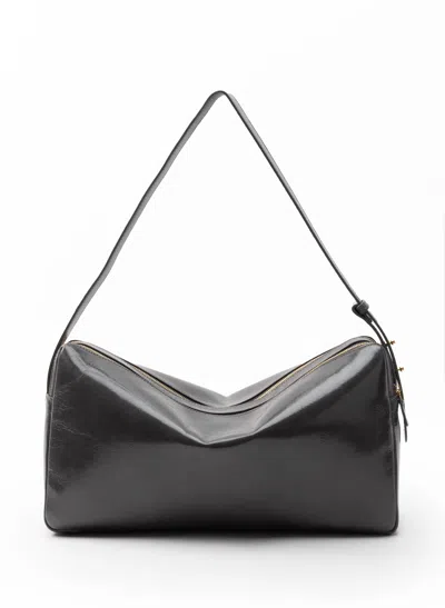 Elleme Trousse Large Vintage Leather Elefante In Black