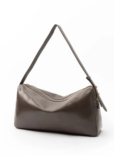 Elleme Trousse Large Vintage Leather Fumo In Brown