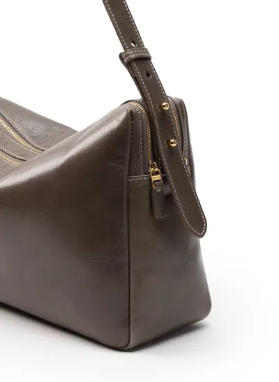 Elleme Trousse Large Vintage Leather Fumo In Brown