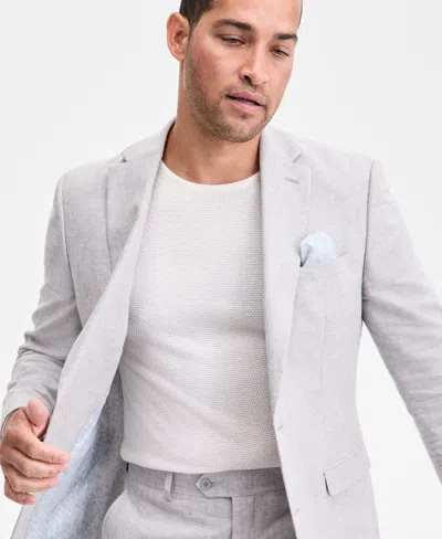 Bar Iii Men's Slim-fit Linen Suit Separate Jacket, Exclusively At Macy's In Gray
