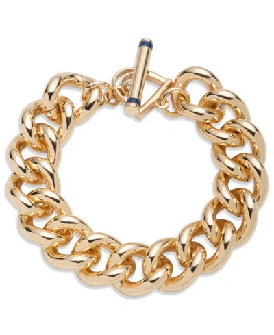 Ralph Lauren Gold-tone Navy Toggle Flex Bracelet In Gold