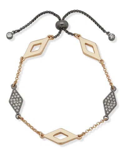 Karl Lagerfeld Crystal Stone Pave Slider Bracelet In Gold