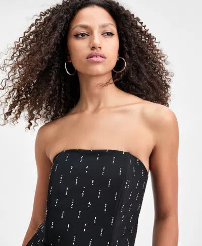 Bar Iii Women's Embellished Strapless Jumpsuit, Macy's Exclusive In Black