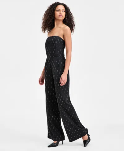 Bar Iii Women's Embellished Strapless Jumpsuit, Macy's Exclusive In Black