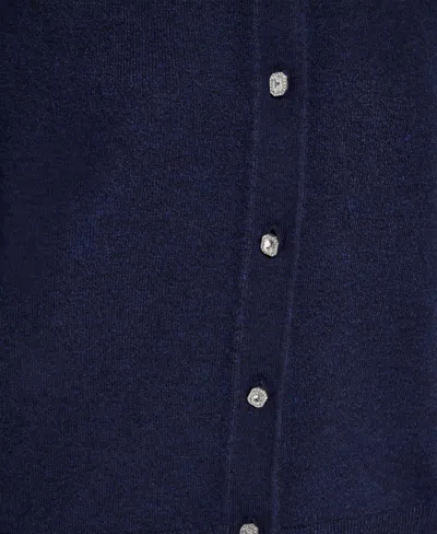 Dkny Jeans Petite Long-sleeve Crewneck Cardigan In Blue