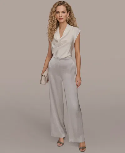 Donna Karan New York Pull-on Wide Leg Pants In Gold