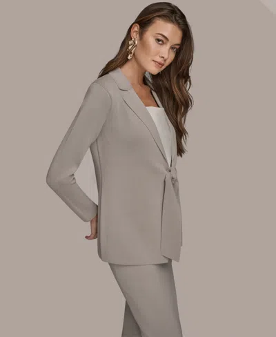 Donna Karan Women's Tie-front Sweater Blazer In Gray