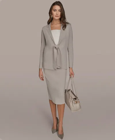Donna Karan Women's Tie-front Sweater Blazer In Gray