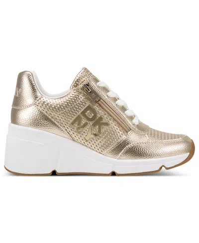 Dkny Women's Sorvino Wedge Sneaker In Gold