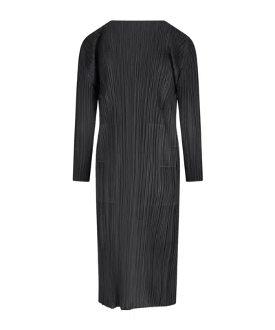 Issey Miyake Pleated Open-front Cardigan In Black
