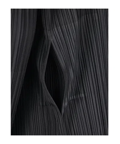 Issey Miyake Pleated Open-front Cardigan In Black