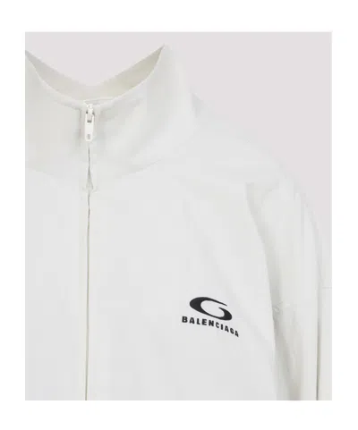 Balenciaga Logo Embroidered Zip-up Jacket In Gray