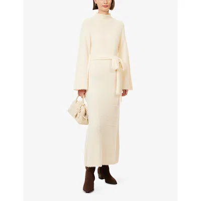 Pretty Lavish Womens Cream Andie Brushed-knit Midi Dress Xs In Neutral