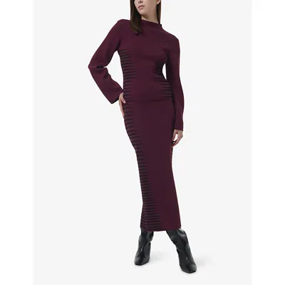 Leem Womens Red Jacquard Slim-fit Knitted Pencil Skirt Xl In Red